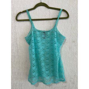 Sheer Turquoise Lace Cami Tank Top